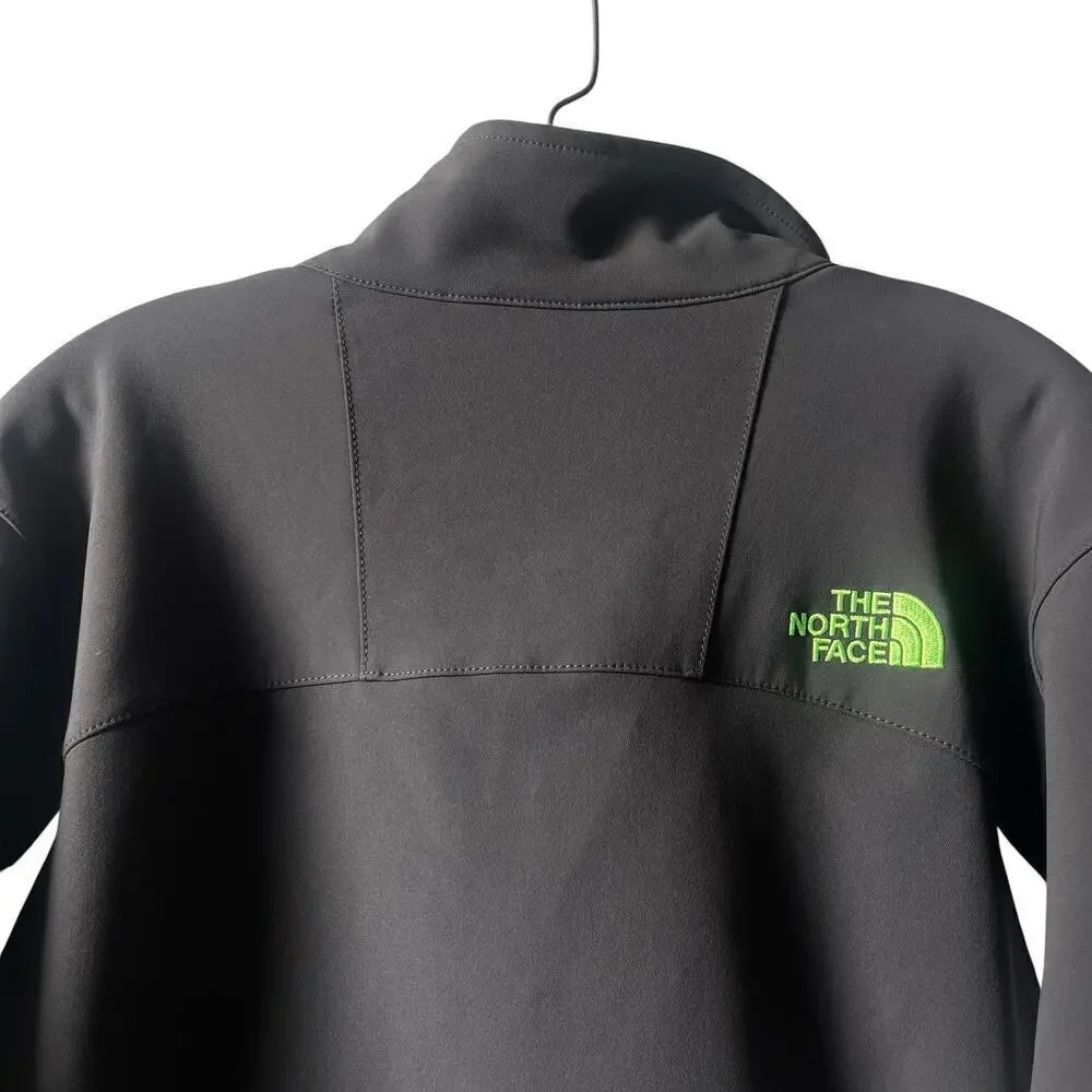 The North Face Jacket Mens Medium Charcoal/Gray WindWall Softshell  Green Trim